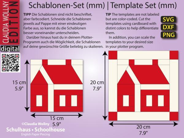 DOWNLOAD Plotter-Schablonen-Set "Schulhaus" [svg•dxf•png]